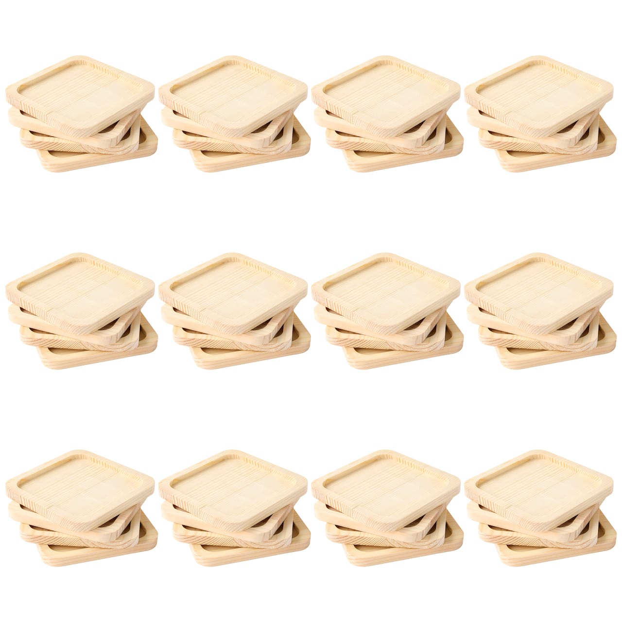 12 Packs: 4 ct. (48 total) Square Welled Pinewood Coasters by Make Market®